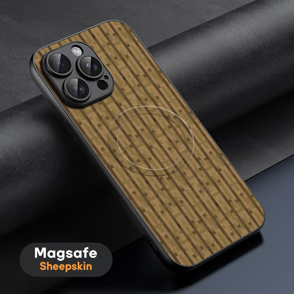 Minimalist pixel fashion mc monster Phone Case For iPhone 16 15 14 13 12 11 Plus Pro Max High-end Luxury Magsafe Sheepskin