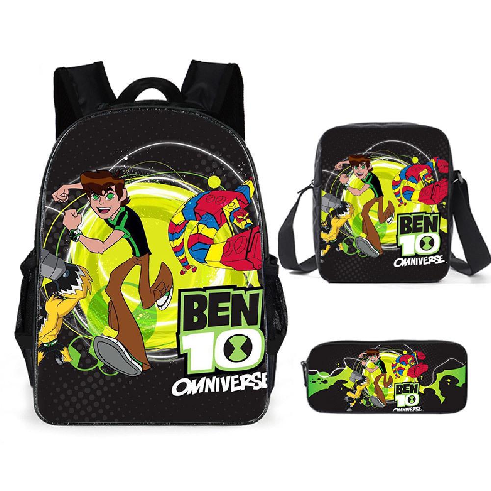 Less Hacker Backpack Ben 10 Student School Bag Anime Cartoon Backpack Lunch Bag Satchel Pencil Case