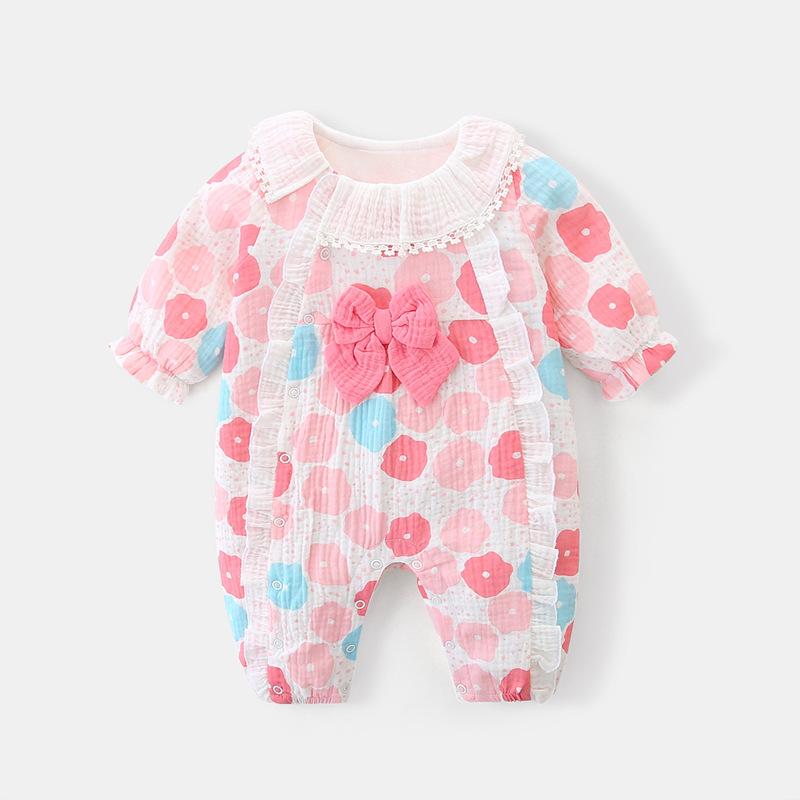 

Весна 2025 Комбинезон для новорожденного из чистого хлопка – Двухслойный бесшовный боди для новорожденного с принтом, одежда для ползания. Tag 90