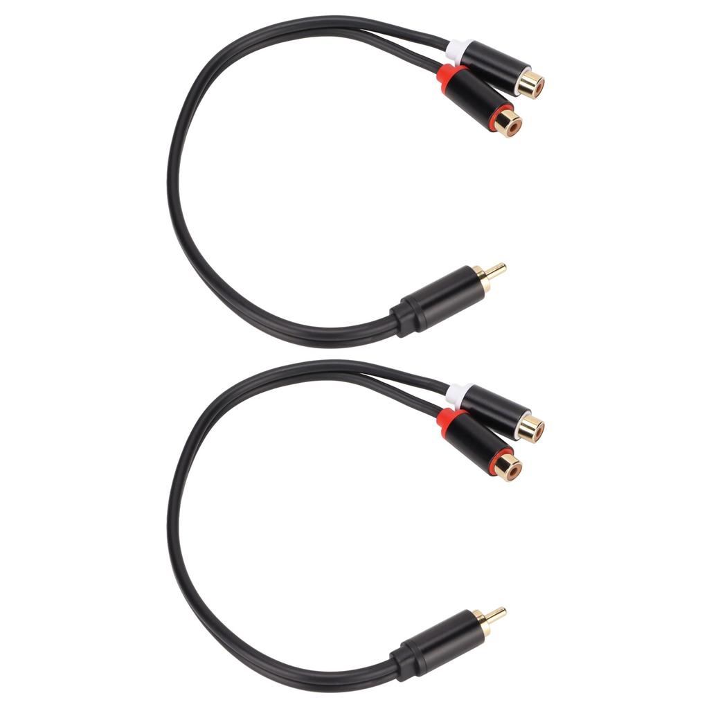2pcs RCA Splitter Cable 1 Male To 2 Female Stereo Gold Plated RCA Y Adapter Cable for HDTV Subwoofer