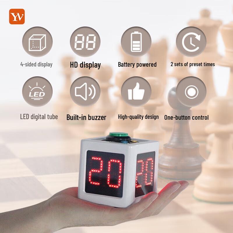 YZ 1.4-inch Four-Sided Electronic Chess & Card Countdown Timer