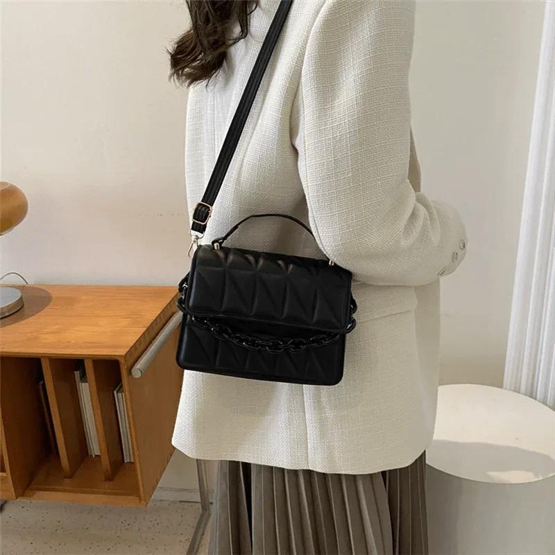Mini Casual Quilted Crossbody Bag with Magnetic Closure and Adjustable Strap Small Handbag Tote Shoulder Bag for Women Daily Use