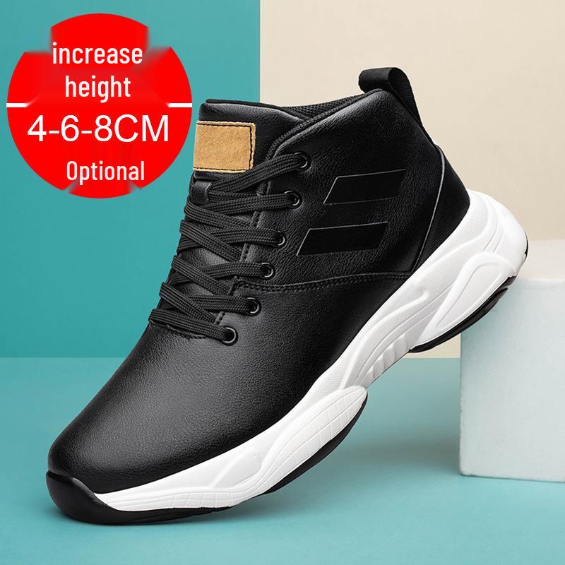Men's 8CM Height Boosting Sports Shoes - Breathable, Thick Sole, Casual Board Sneakers