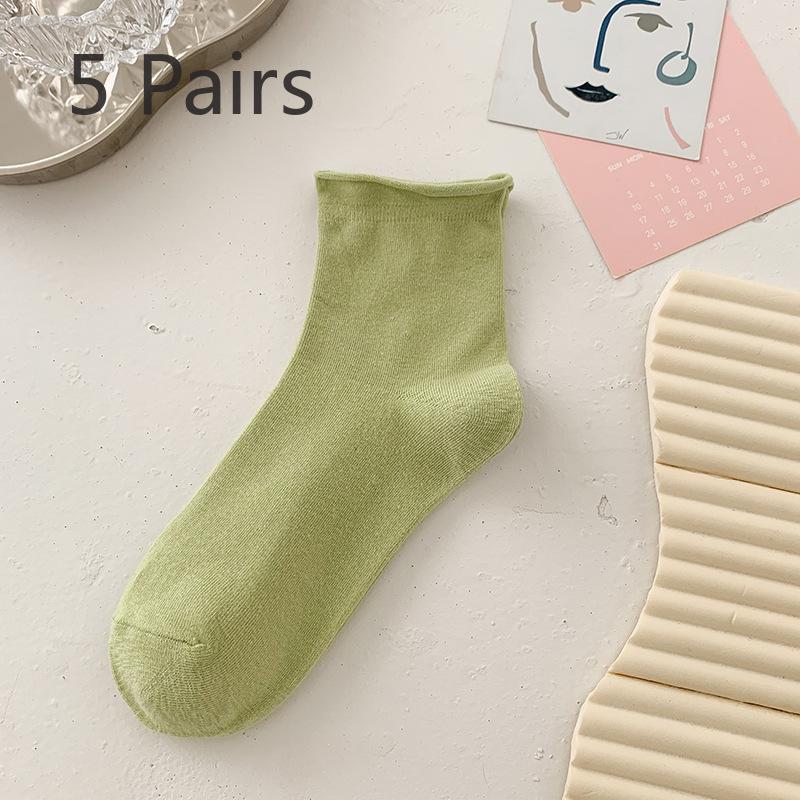 

5 пар симпатичных носков карамельного цвета средней высоты для женщин на лето 5 Pairs