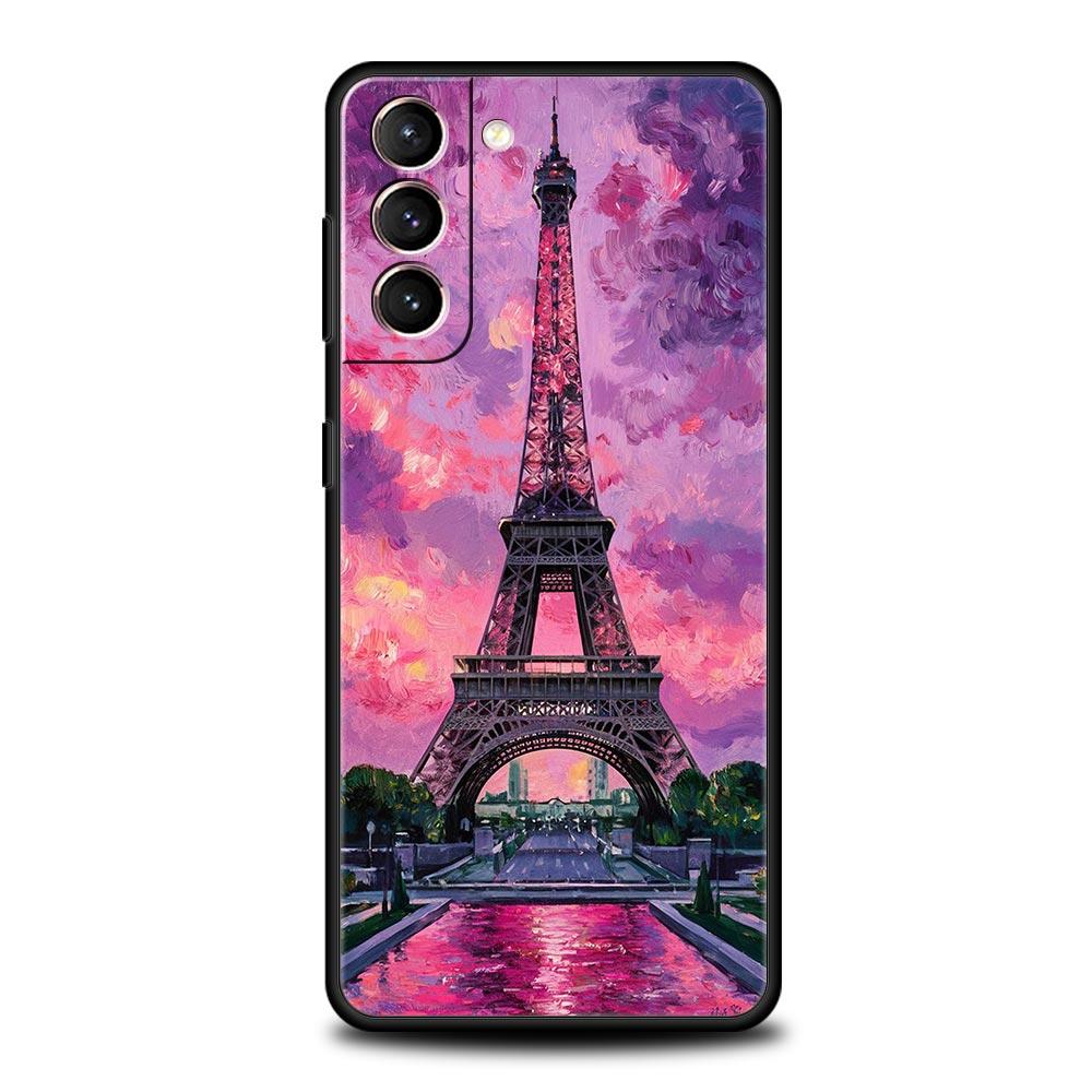 Red Umbrella Eiffel Tower Soft Phone Case For Samsung Galaxy S25 Edge S24 Plus S23 FE S22 S21 S20 Ultra 5G S10 Protect Cover