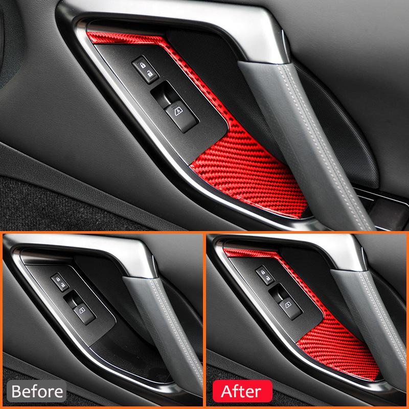 For Nissan GTR R35 2009-2015 Carbon Fiber Car Window Switch Lifter Door Lock Buttons Panel Cover Decoration Sticke Accessories