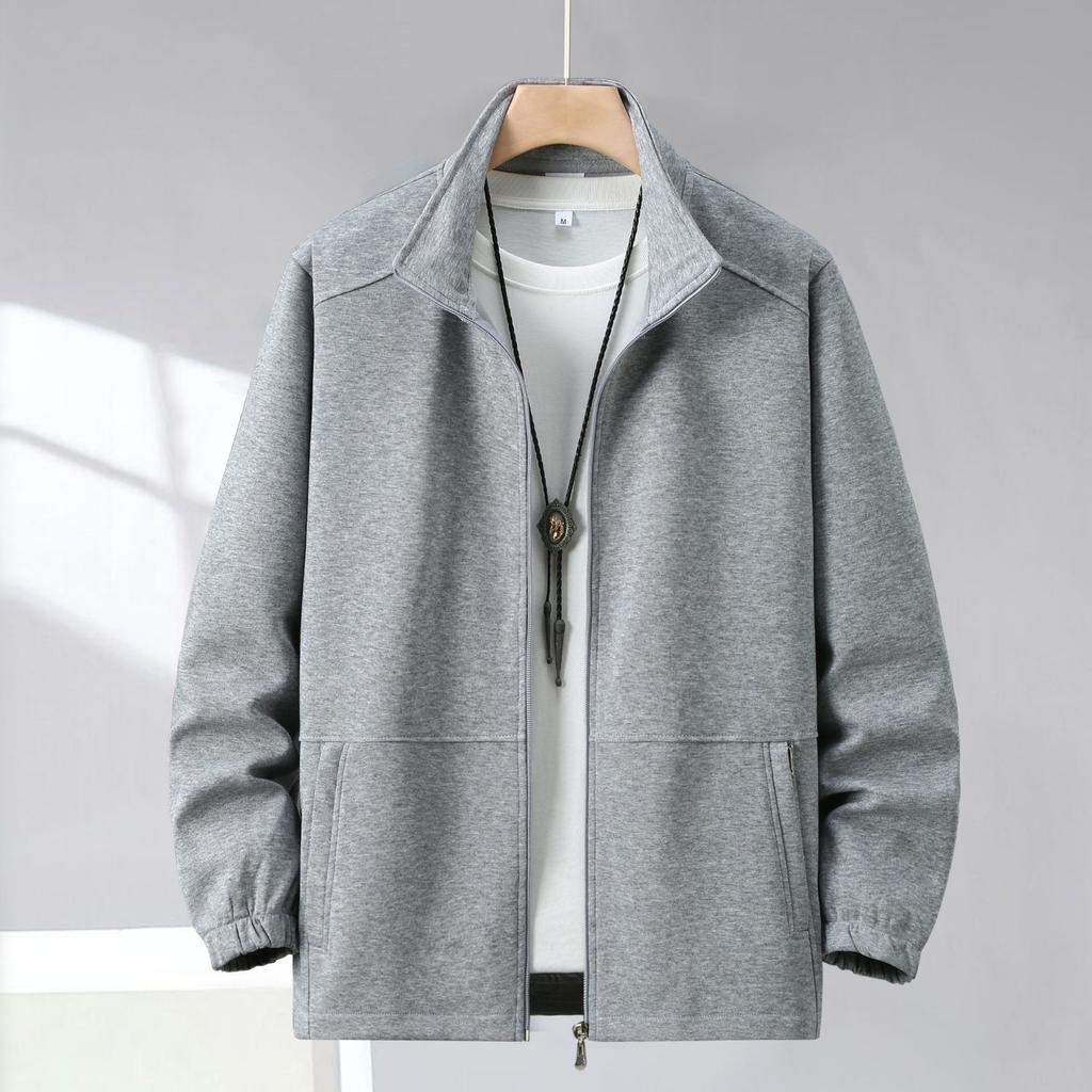 Men's Fall/Winter Minimalist Casual Collared Cardigan Oversized Solid-Color Jacket