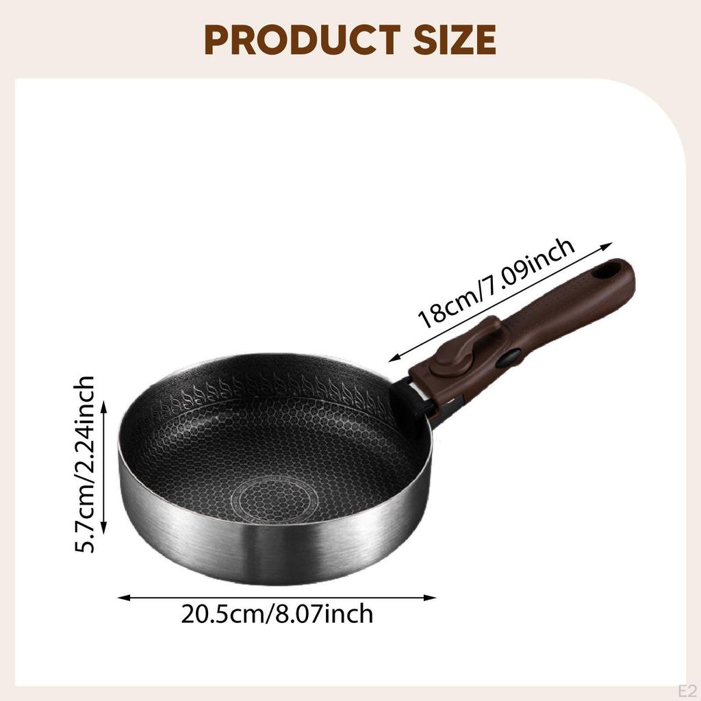 Tigaie antiaderentă Sote Curățare Oțel inoxidabil 316 cu mâner detașabil Tigaie rotundă pentru călătorie