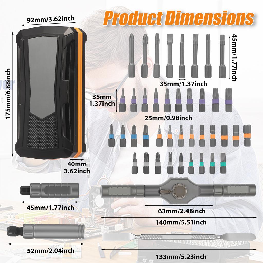 Multifunctional Screwdriver and Ratchet Wrench Set 24/43 in 1 Magnetic Tip Hand Tools Set Home DIY Various Tasks Maintenance Kit