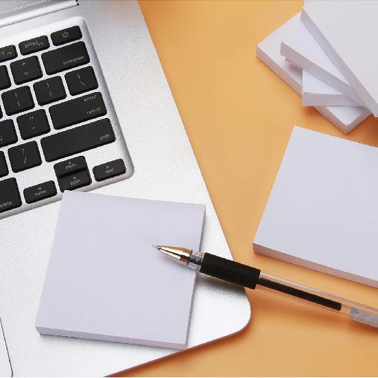 12 Pads Sticky Notes 3 X 3 Inch 100 Sheets/Pad Self-Stick Notes Pads, Easy Sticky Notes for Office, School, Home (White)