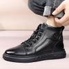 Sale Winter Velvet Leather Boots Medium Top Men'S High Top Men'S Shoes Genuine Leather Martin Boots Shoes Men'S Short Boots Tooling Style