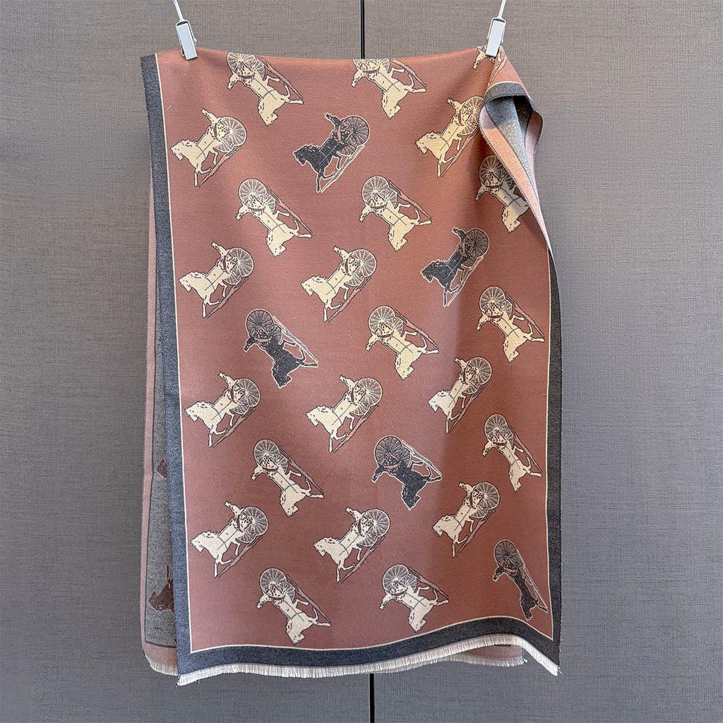 Autumn and winter new retro carriage printed scarf niche autumn imitation cashmere outer neck protection scarf shawl