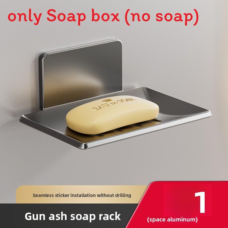 Space Aluminum Soap Dish Wall Mount With Drainage For Bathroom Storage