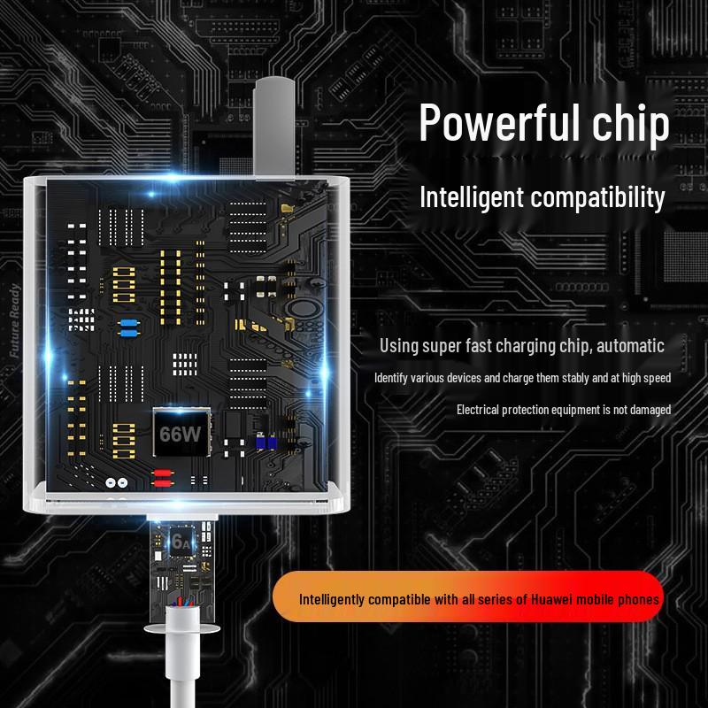 66W Super Fast Charger Set for Wired Huawei Mobile Phones with Data Cable Compatibility