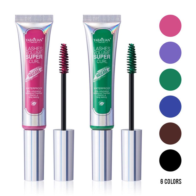 Colored Mascara Set Thick Waterproof Long Curling Mascara Halloween Stage Makeup Silk Fiber Mascara