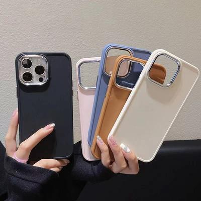 Luxury Plating Solid Color Phone Case For iPhone 16 15 Pro Max 14 13 12 11 Pro X XS XR 7 8 Plus SE 2 Shockproof Silicone Cover