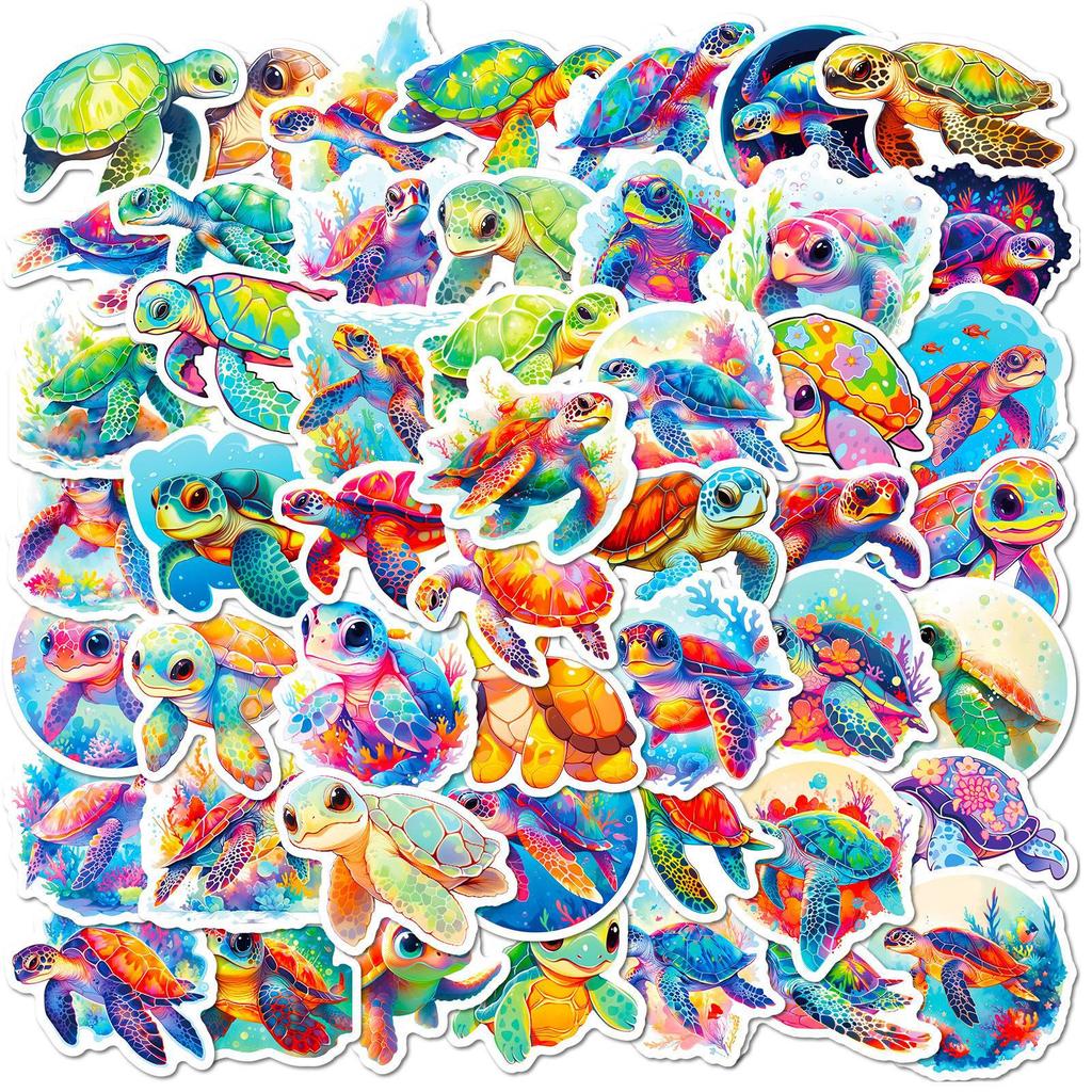 50 Colorful Turtle Stickers Marine Creatures Colorful Turtles Little Turtles Series Graffiti Stickers
