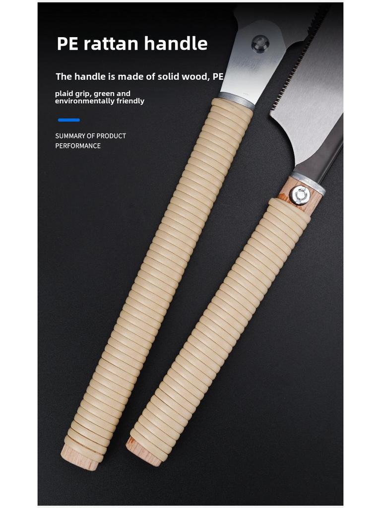 Japanische doppelseitige Holzsäge mit Rattangriff für Querschnitte und Zapfenarbeiten