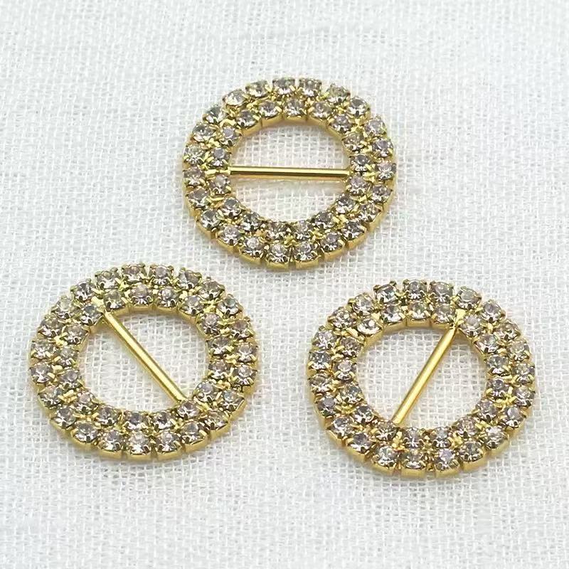 10pcs Round Diamante Rhinestone Buckle Chair Sash Ribbon Slider 15mm