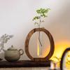 Nussbaumholz Chinesischer Stil Massivholz Blumenvase Schreibtisch Glas Mini Hydroponischer Blumenhalter Luxus-inspiriert Elegant Dekorativ