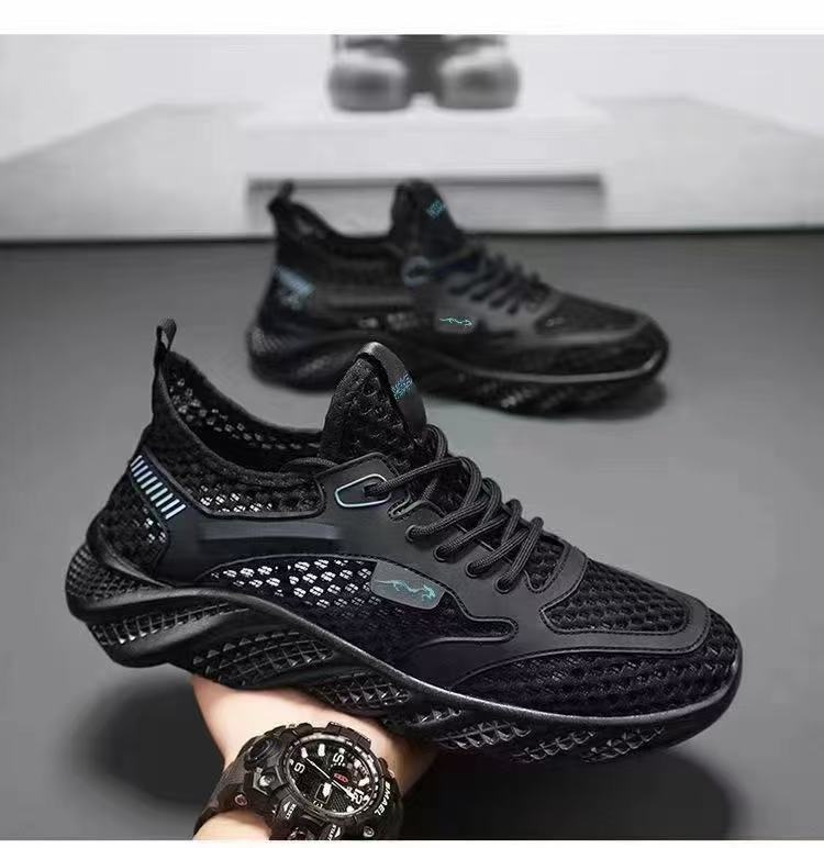 Hollow leather shoes men's summer breathable soft leather lowtop business leisure onepedal hole dad men's shoes
