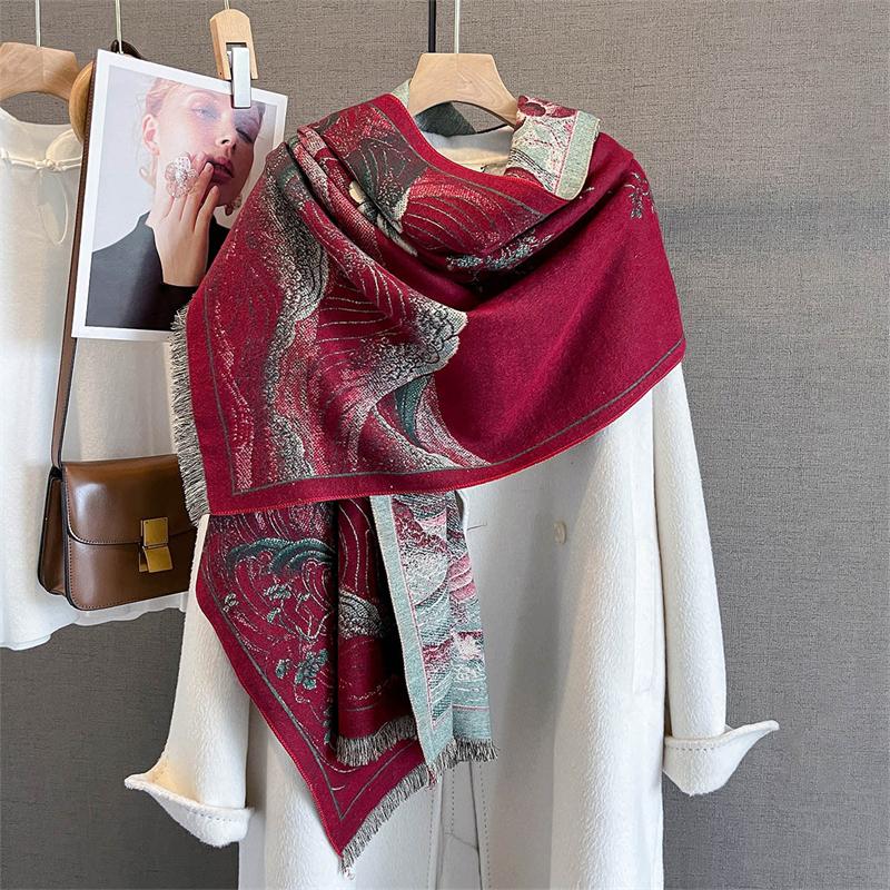 

Autumn Winter Scarf for Women Cashmere Shawls Lady Warm Thick Blanket Cashmere Bufanda Poncho Echarpe Stoles Student Scarves 65X190 cm