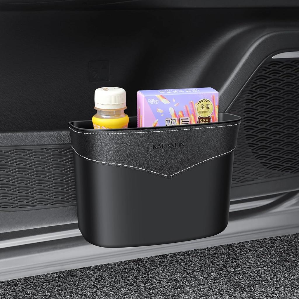 Car Trash Can Mini Trash Bin Garbage Organizer With Plastic Trash Bag Automotive Small Garbage Bin For Home Office Auto Vehicle Car Door Front Back