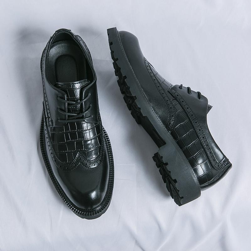 Classic Brand Men's Brogue Shoes Lace Up Massage Soles Men's Oxford Shoes Versatile Leather Business Shoes Free Delivery