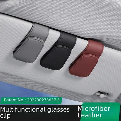 Grenzüberschreitender multifunktionaler Sonnenbrillenhalter aus Leder fürs Auto