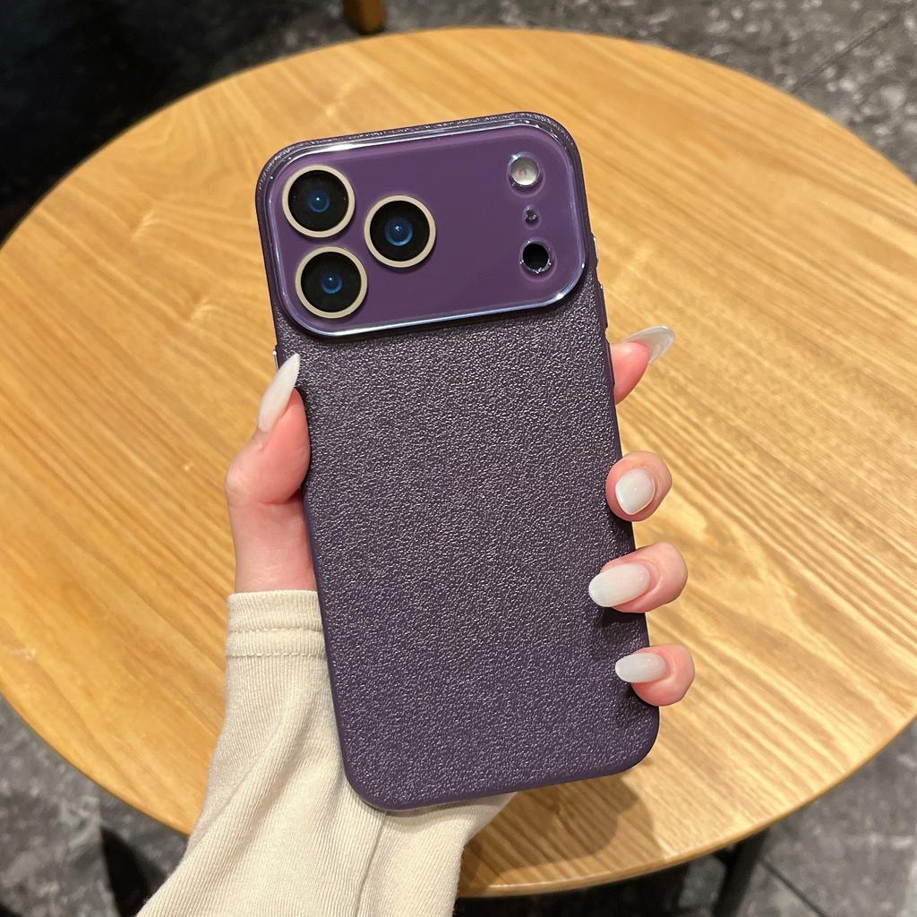 Simple lychee pattern lens is suitable for iPhone16Pro max Apple 17 mobile phone case 14/15 advanced hard case