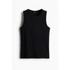H M Ribbed Sleeveless Top sliM Fit Black