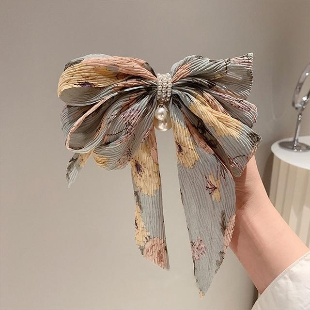 Big Bow Sweet Fabric Floral Hair Clip Korean Version of The Back of The Head Duckbill Clip Hair Accessories For Women