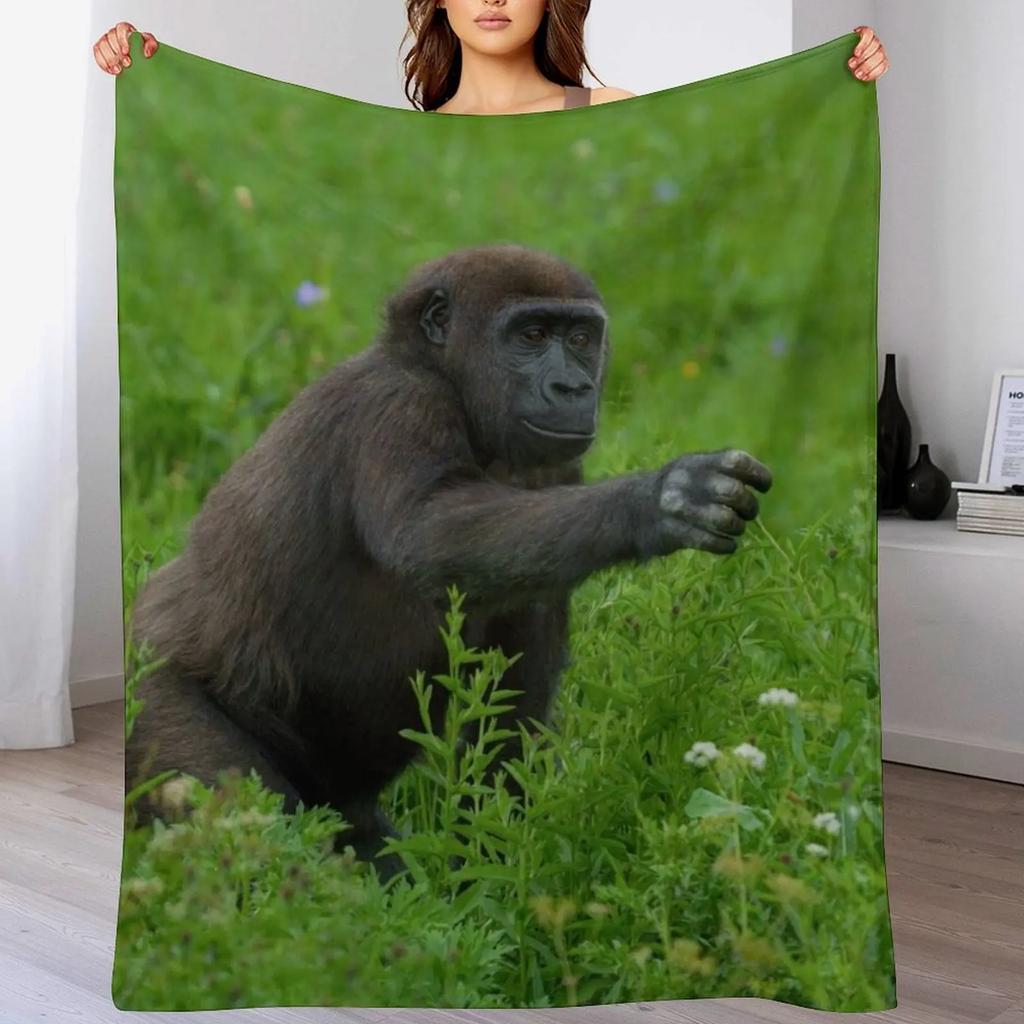 Gorilla Reaching Out Throw Blanket All Weather Soft Throw Blanket for Sofa