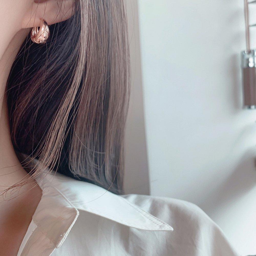 [Luvre Paris] Remi Simple Hoop Earrings - Pink Gold