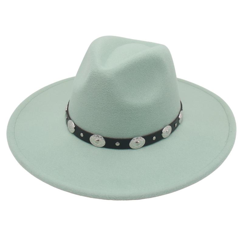 Plus Edge Felt Top Hat Jazz Hat Gentleman Ladies Wind Metal Sheet Hat