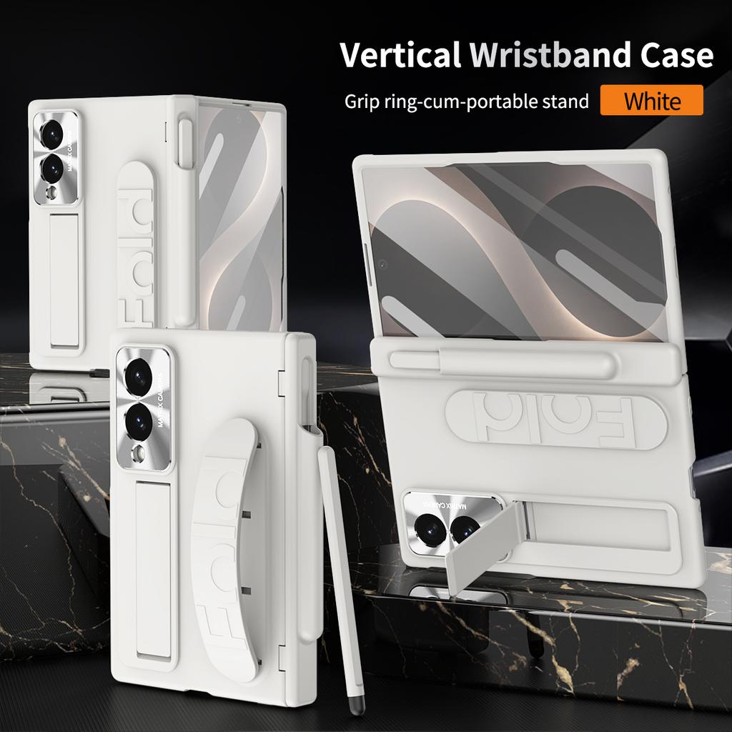 For Samsung Galaxy Z Fold 8 Wide 6 5 4 3 7 Case Wristband Armor Hinge Glass Screen Film Protector Cover Capacitance Pen TriFold