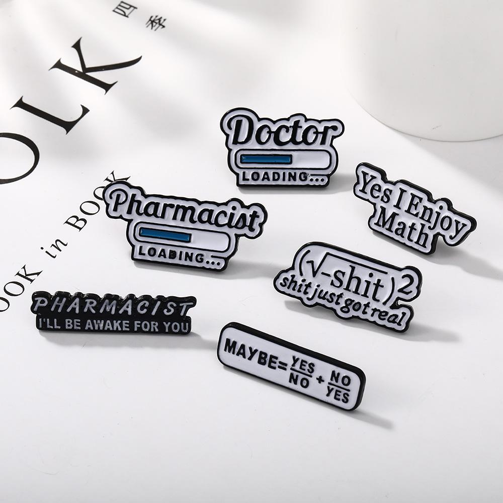 Funny Letter Formula Design Enamel Brooches Pharmagist I'll Be Awake For You Yes I Enjoy Math Pins Back To School Badge
