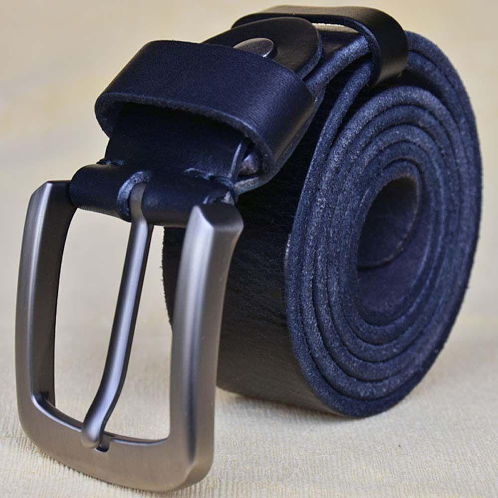 Texture Genuine Leather Belt Retro Jeans Waistband Classic Men Wide Belt  Party