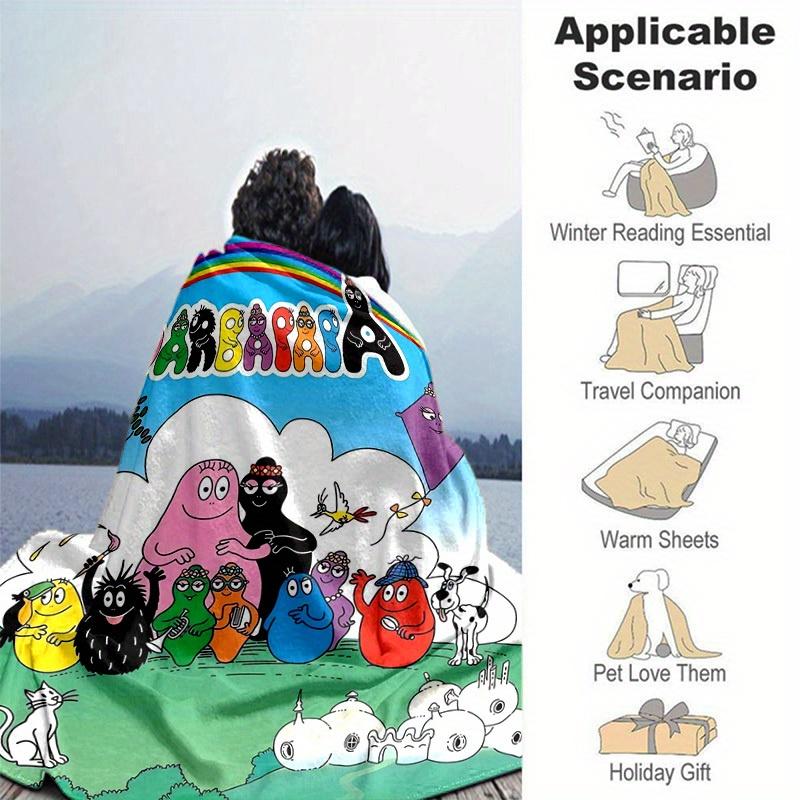 1 Stück, Barbapapa Regenbogen Decke, Weiches & Gemütliches Überwurf für Heimdekoration, Sofabezug, Außenbereich, Reisen, Camping, Auto, Strand, Büro Nickerchen, Perfektes Geschenk für