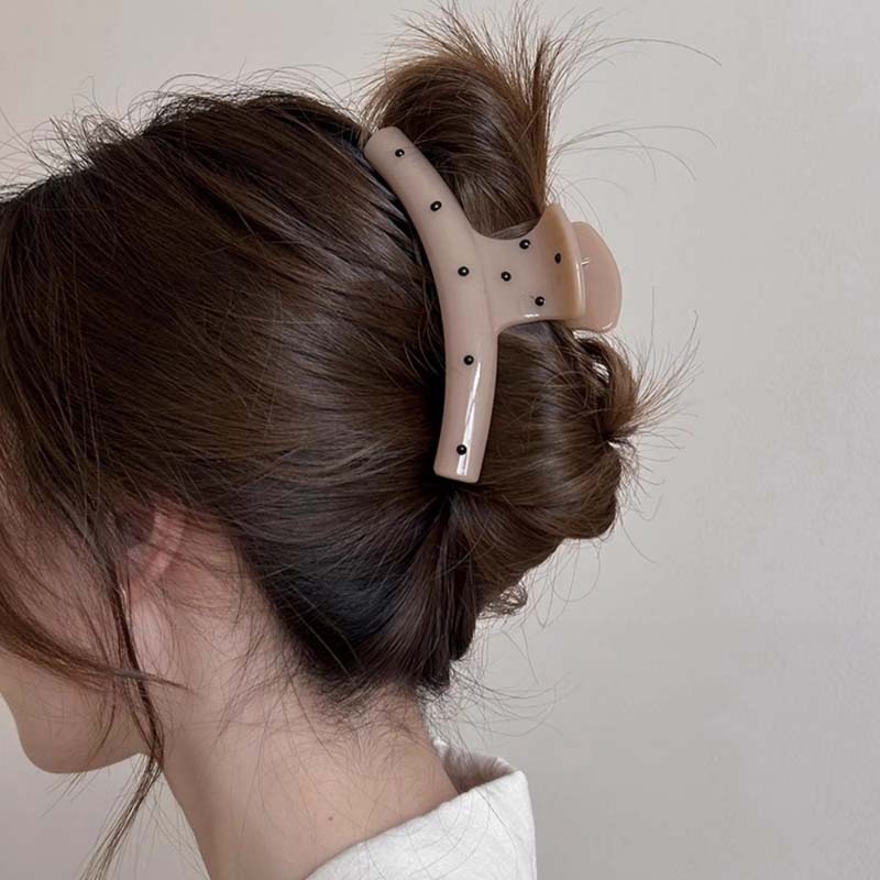 

Корейская черно-белая заколка для волос с волнистым узором в горошек для женщин, девочек, элегантная ацетатная большая крабовая заколка для волос, шпилька, клип-акула, аксессуары для волос