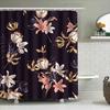Black Floral Shower Curtain With Pink White Flowers Modern Design For Bathroom Decorations Size Options Available Made From Dura