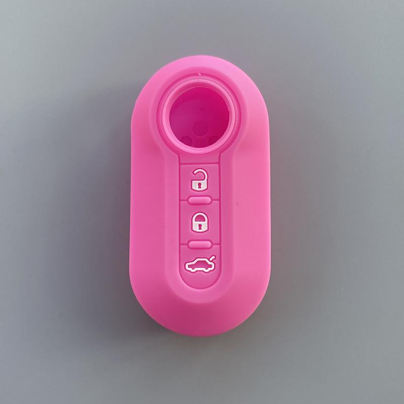 Silicone car key cover case shell for Fiat 500 Punto Panda  Bravo 3 button foldingKey Car Accessories