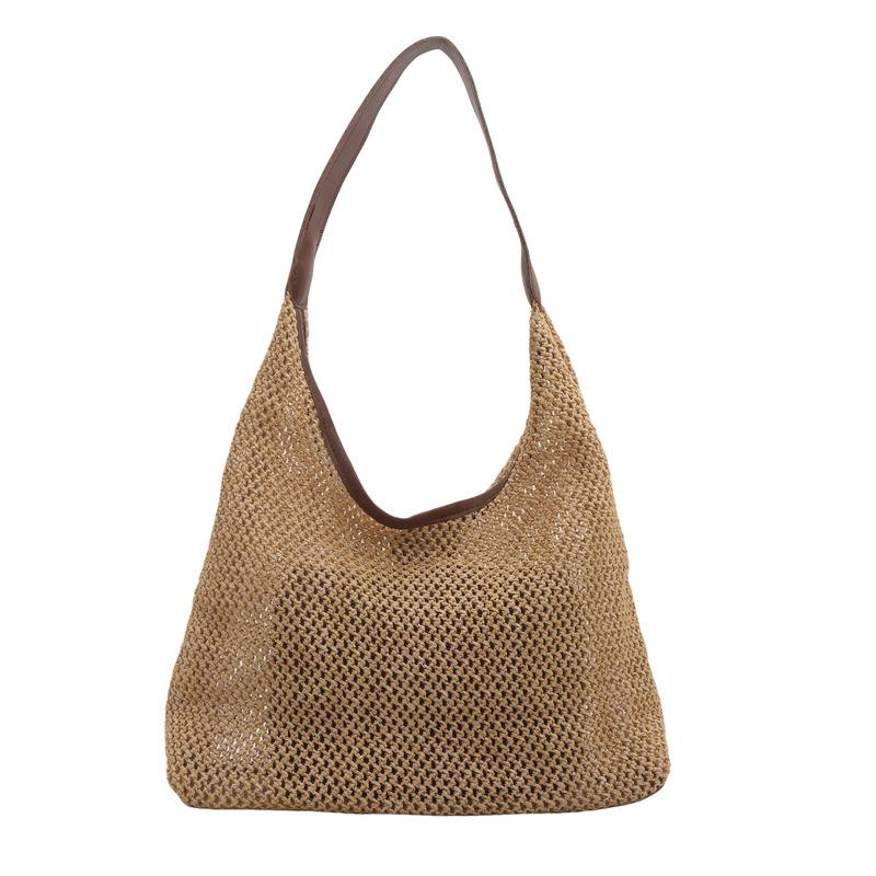 Retro Woven Tote Bag Straw Woven Bag New Large Capacity Underarm Bag Shoulder Bag Vacation Style Beach Bag Women