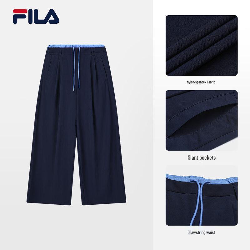 FILA Women s 2026 Summer Double Waistband Wide-Leg Woven Pants M