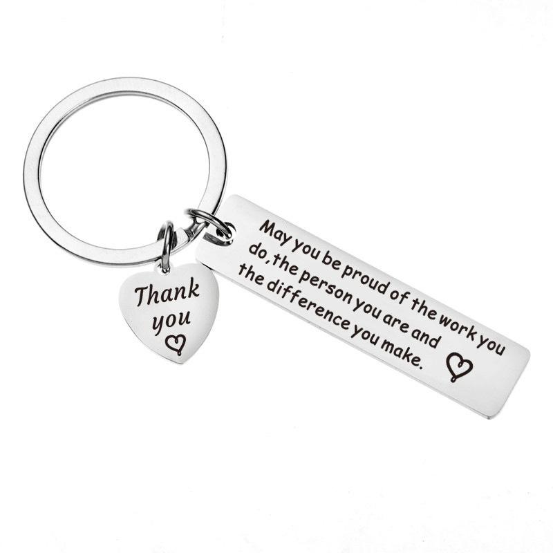 Stainless Steel Keychain Grateful Inspirational for Colleagues Teachers Holiday Gift Stainless Steel Keychain for Backpack Bag Pendant