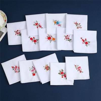 6Pcs 28x28cm Square Polyester Flower Embroidered Small Thin Women Lady Handkerchief Wedding Party Decor Gift