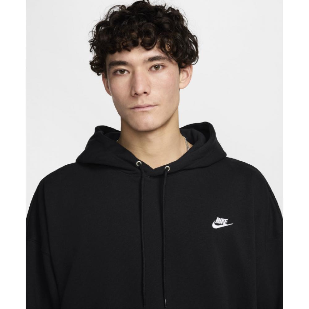 Nike Club Fleece Oversized French Terry Pullover Hoodie M   Schwarz Weiß  Hj1817 010