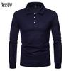 Autumn/Winter 2021 Men's Slim Fit Long Sleeve Polo with Color Turn-Down Collar