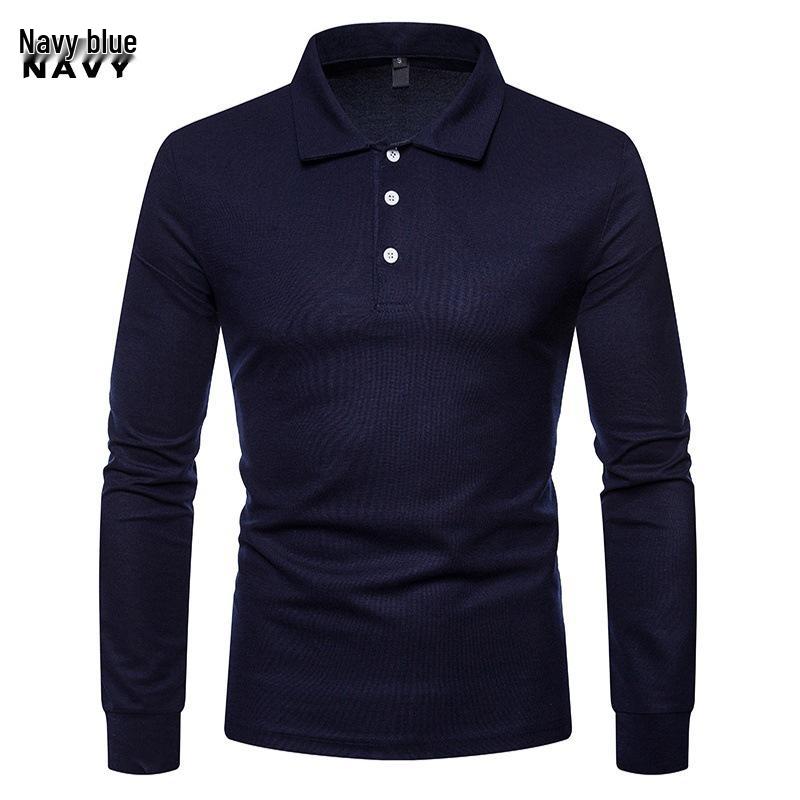 Autumn/Winter 2021 Men's Slim Fit Long Sleeve Polo with Color Turn-Down Collar