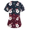 Women's Fashion V-neck Short Sleeve Workwear With Pockets Christmas Printed Tops
